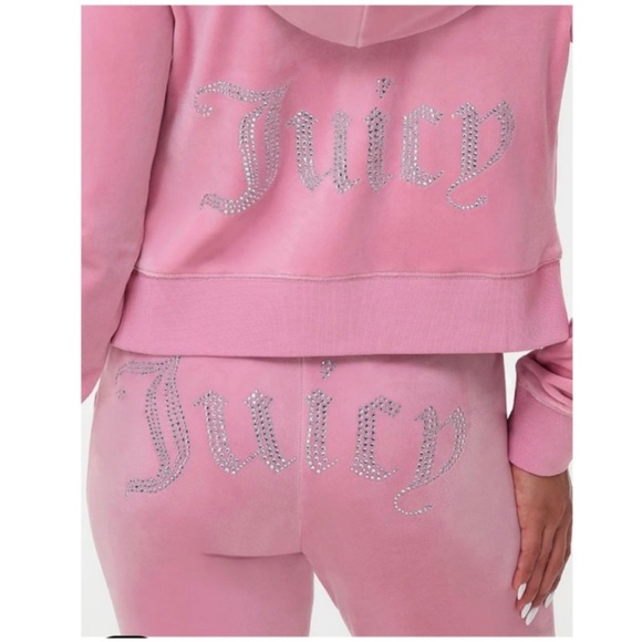Juicy Couture Tops - NWT JUICY COUTURE OG Big Bling Womens Hoodie Tracksuit Rose
